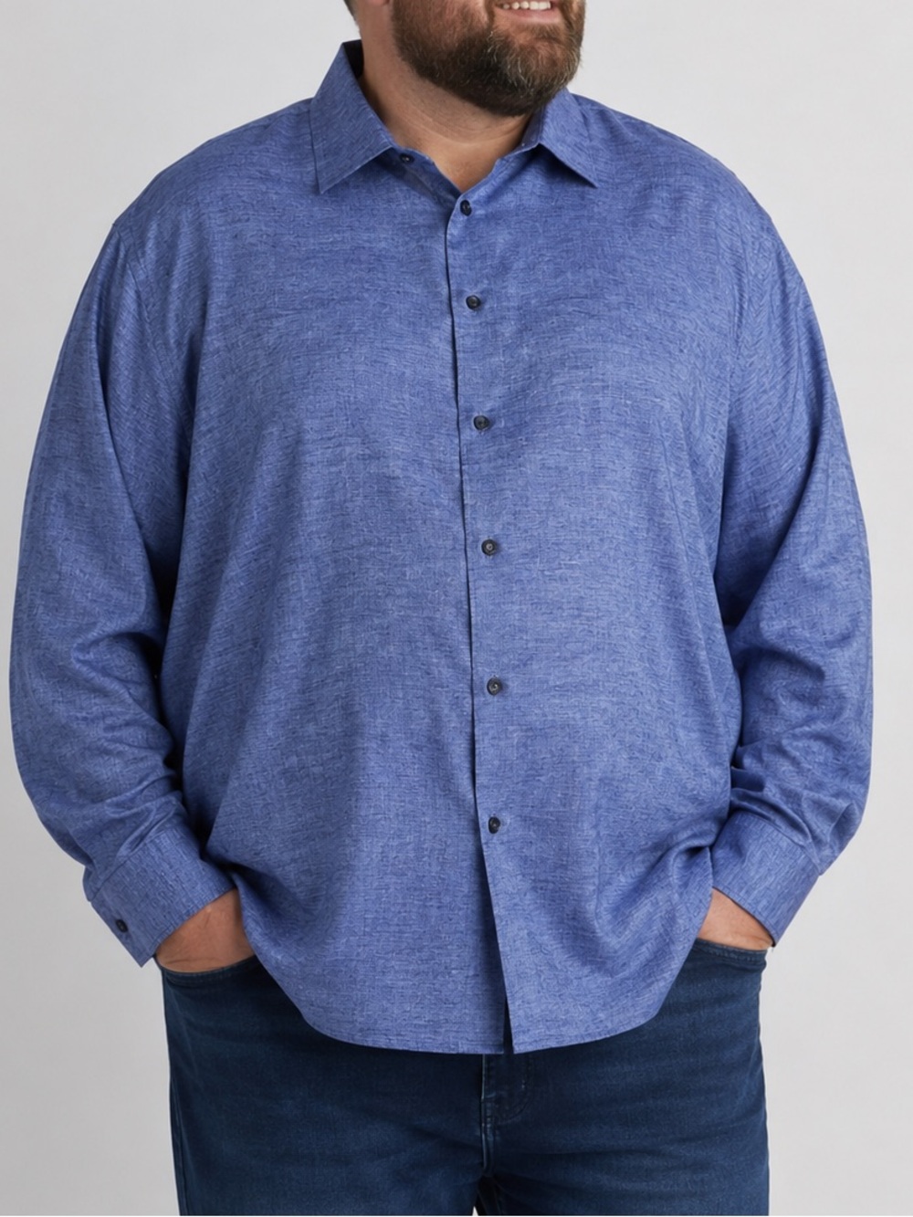 Daniel Cremieux Albini Fabric Men’s Size XXL 100% Linen Blue Button Front Shirt
